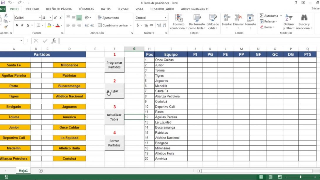 Crear tabla clasificacion futbol excel Actualizado noviembre 2022